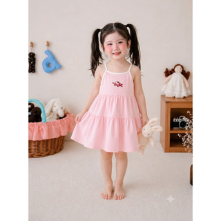 Đầm Dây Cho Bé Gái Mặc Nhà, Đi Chơi Thiết Kế Dáng Xòe Nhẹ Nhàng Chất Cotton Mềm Mát Họa Tiết Siêu Xinh 9-38kg