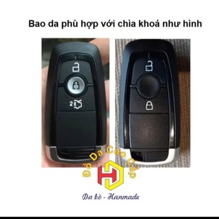 [Thương hiệu] Bao da chìa khóa Ford Ecosport, Everest, Ranger, Raptor bằng da bò, kèm tặng móc khóa