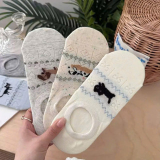 Combo 10 Tất Nữ Cotton Mèo Cún 🐈Phong Cách Hàn Quốc | Vớ Lười Chống Tuột Gó,Thoáng Khí Đi Sneaker Giày Búp Bê, Giày Lười