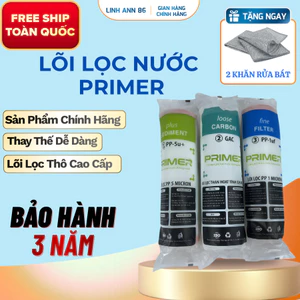 Bộ 3 Lõi Lọc Nước Primer 10 Inch PP 5 Micron + GAC + PP 1 Micron Cho Máy Lọc Nước RO, thay thế dễ dàng.