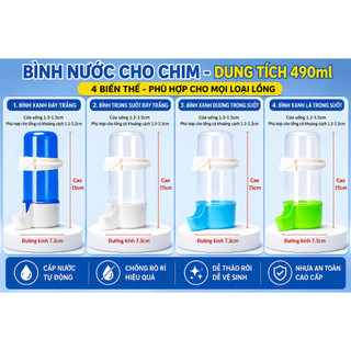 Bình Ăn Uống Tự Động Cho Chim Cảnh Chống Rò Rỉ, Dễ Tháo Vệ Sinh | Cho Vẹt, Yến Phụng, Lovebird