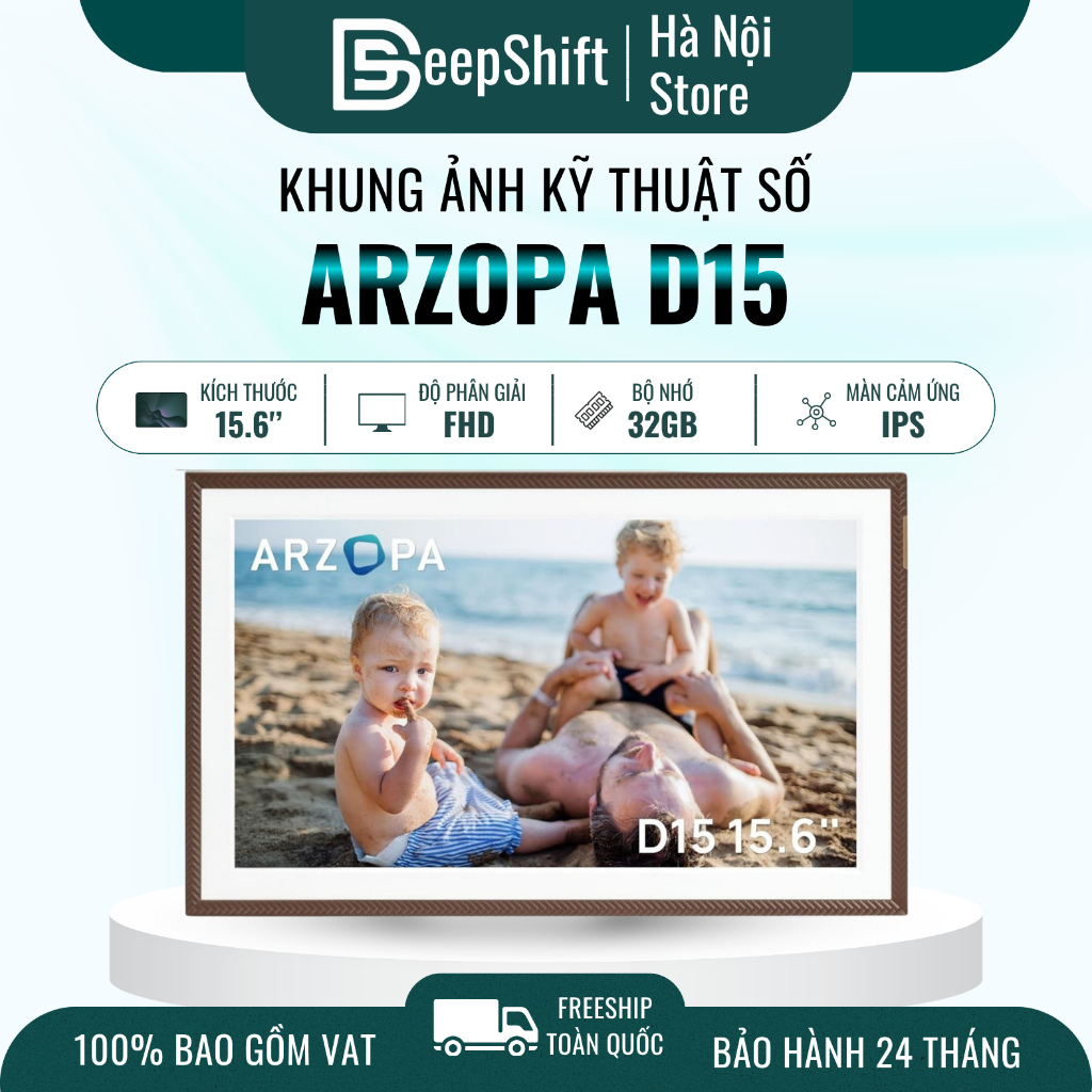 Khung ảnh/ video kỹ thuật số ARZOPA D15 App Arzopa 15.6" |Cảm ứng IPS, Bộ nhớ 32GB,Tự động xoay