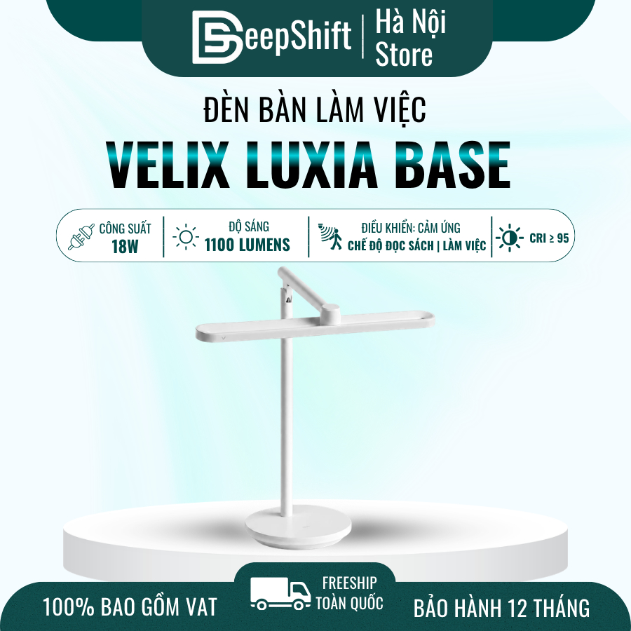 Đèn bàn học chống cận Velix Luxia Base - 18W | 1100 Lumen | Chip led RG0 bảo vệ mắt