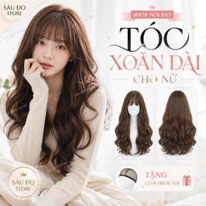 BỘ TÓC GIẢ XOĂN NHẸ CẢ ĐẦU TẶNG LƯỚI TRÙM TÓC THẬT