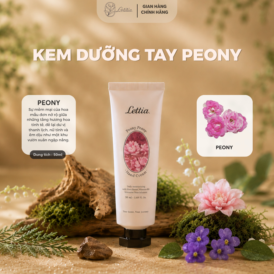 Kem dưỡng tay Letitia Lotion - Hand Cream - Hương PeonyPeony giúp da mềm, dưỡng trắng