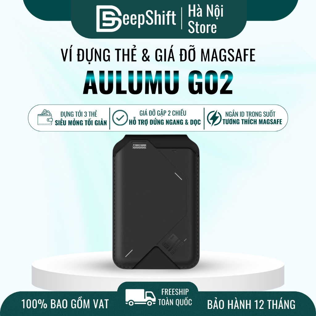 Ví Nam Châm AULUMU G02 | Slim Wallet | Siêu Mỏng | Đựng Thẻ | Kiêm Giá Đỡ