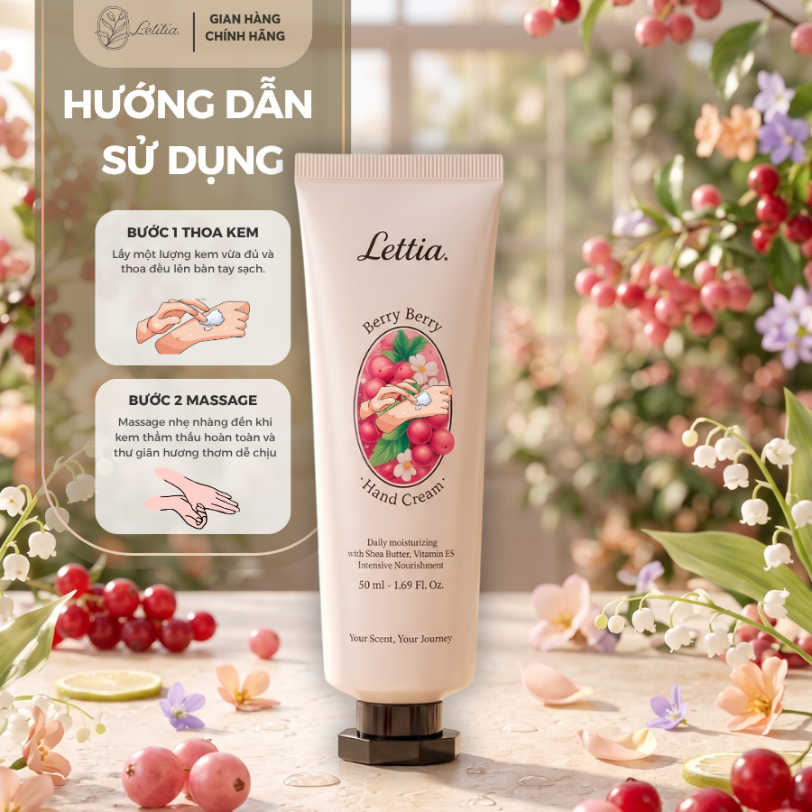 Kem Dưỡng Da TayBerry Hand Cream Giúp Dưỡng Ẩm Sâu Giúp Da Mềm Mượt, Hương Berry Ngọt Ngào 50ml