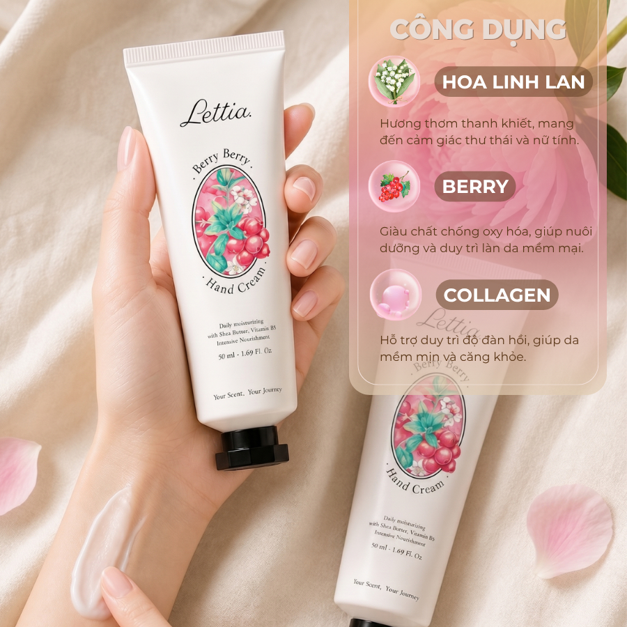 Kem Dưỡng Da TayBerry Hand Cream Giúp Dưỡng Ẩm Sâu Giúp Da Mềm Mượt, Hương Berry Ngọt Ngào 50ml
