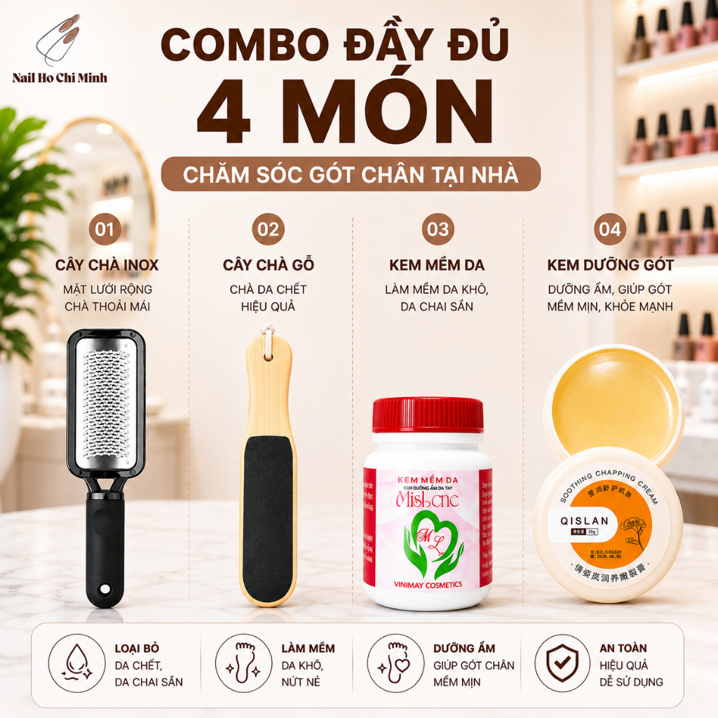 [SẢN PHẨM TRỢ GIÁ] Combo 4 món chà gót chân dành cho chị em làm tại nhà