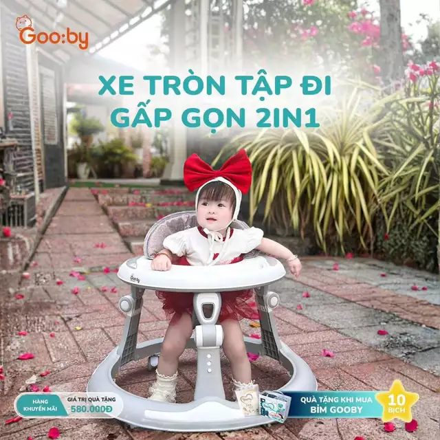 Xe Tròn Tập Đi Gooby mã 603TD vừa làm xe tập đi vừa làm xe đẩy chân