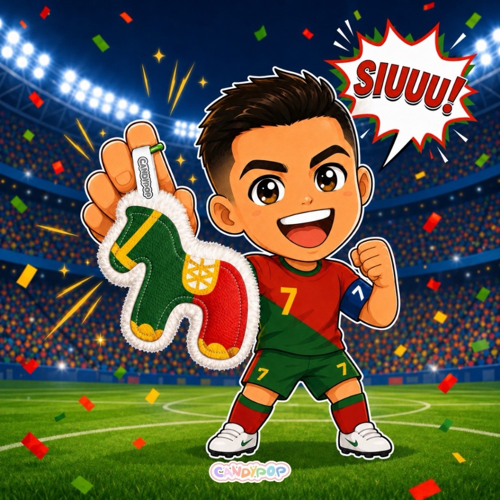 Móc khóa charm ngựa Bóng Đá bằng da phối lông mịn - Phụ kiện treo túi xách ba lô cá tính - Quà tặng fan bóng đá