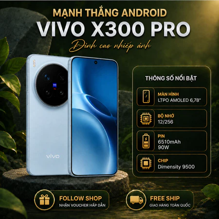 Điện thoại Vivo X300 Pro 5G (Dimensity 9500 - Pin 6510mAh) LIKE NEW FULLBOX 99%