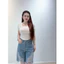 Áo Tay Ngắn Body Cổ Chữ U chất cotton mỏng màu trắng kem