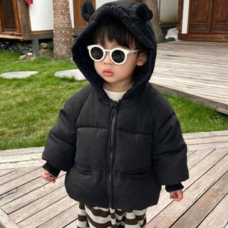 Áo Khoác Phao Gấu NY Trẻ Em Trần Bông Siêu Nhẹ Có Mũ Giữ Ấm Cho Bé Trai Bé Gái 5-40Kg