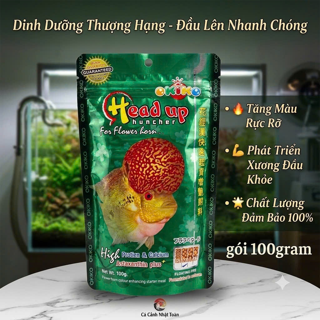 THỨC ĂN LÊN ĐẦU LA HÁN LA HÁN OKIKO XANH LÁ HEAD UP HUNCHER 100G