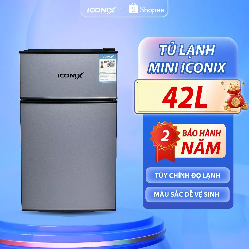 Tủ lạnh mini ICONIX 42L ,có ngăn đá ngăn mát điều chỉnh nhiệt độ - bảo hành 2 năm