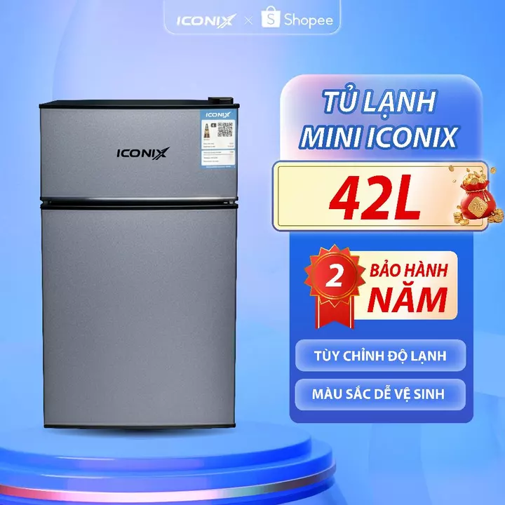 Tủ lạnh mini ICONIX 42L ,có ngăn đá ngăn mát điều chỉnh nhiệt độ - bảo hành 2 năm