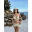2Soonsumff Bikini 3 mảnh buộc dây phối ren kèm khăn ren sexy, bộ đồ bơi cao cấp đi biển cho nữ