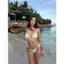 2Soonsumff Bikini 3 mảnh buộc dây phối ren kèm khăn ren sexy, bộ đồ bơi cao cấp đi biển cho nữ