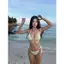 2Soonsumff Bikini 3 mảnh buộc dây phối ren kèm khăn ren sexy, bộ đồ bơi cao cấp đi biển cho nữ