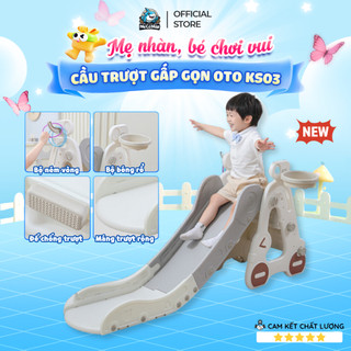 Cầu Trượt Cho Bé Hình Ô Tô, Cầu Trượt Cho Bé Loại To Kèm Bóng Rổ Và Ném Vòng Cho Bé Rèn Luyện Thể Chất KS03