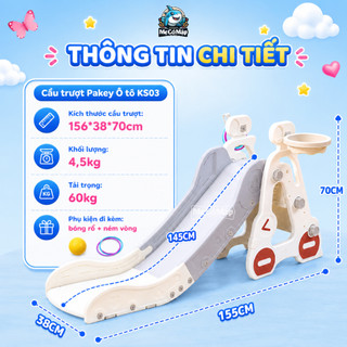 Cầu Trượt Cho Bé Hình Ô Tô, Cầu Trượt Cho Bé Loại To Kèm Bóng Rổ Và Ném Vòng Cho Bé Rèn Luyện Thể Chất KS03