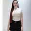 ÁO Nữ Ôm body Cổ Lọ Cao Màu Trắng vải thun cotton mỏng mịn màu trắng kem