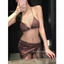 2Soonsumff Bikini 3 mảnh họa tiết caro buộc dây kèm khăn quấn sexy, bộ đồ bơi cao cấp cho nữ