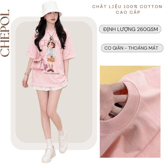 Áo Thun Nữ Chepol In Hình Cô Bé Dễ Thương, Áo Phông Chất Cotton Co Giãn 2 chiều Cao Cấp, Thoáng Mát, MAX_00664