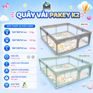 [Mẫu Mới] Quây Vải Nhà Bóng Cho Bé, Quây Bóng Pakey Cao 61cm Khung Thép Dày Dặn, Dễ Dàng Tháo Lắp, Bảo Hành 1 Năm - K2