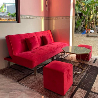 Bộ Sofa 1m7 gồm (1ghế 1m7-2 đôn- 1 bàn kim cương tặng kèm 2 gối ôm mini)- Màu Đỏ Chứng Tỏ Độ Sang Trọng , Lịch Lã