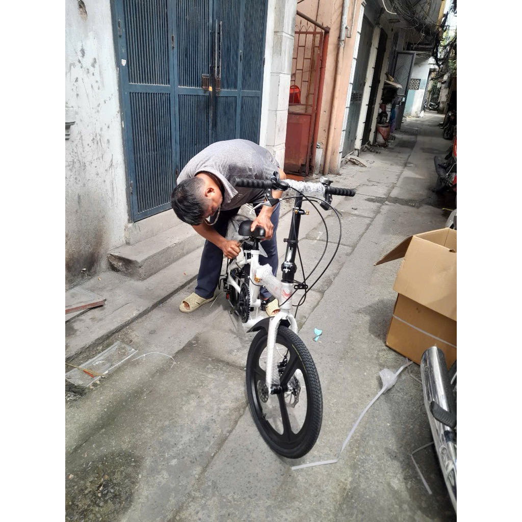xe đạp Gấp SHIBOMEI vành đúc 20inch. Đủ gacbaga, chắn bùn như hình