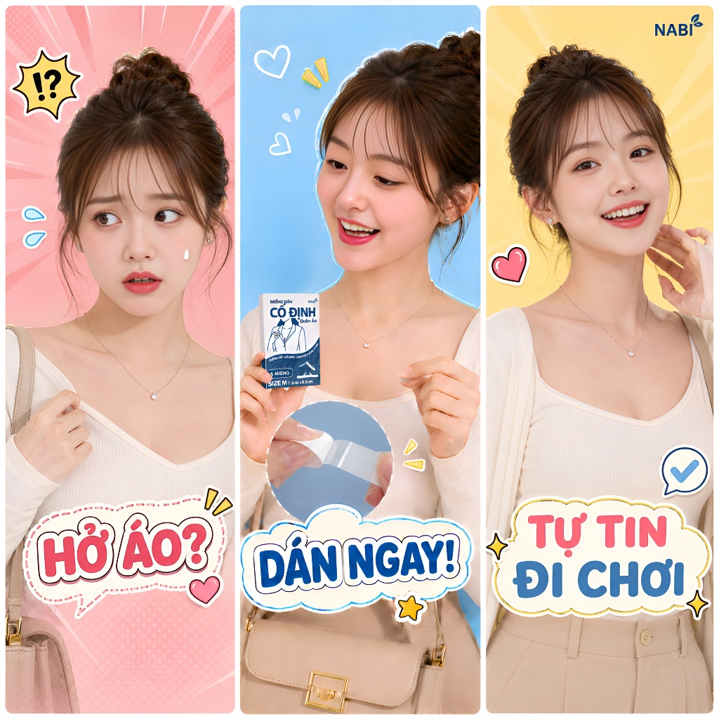 Miếng Dán Cố Định Quần Áo NABI Hộp 36 Miếng, Keo Dán Da Và Vải Trong Suốt, Hỗ Trợ Giữ Form Váy Áo