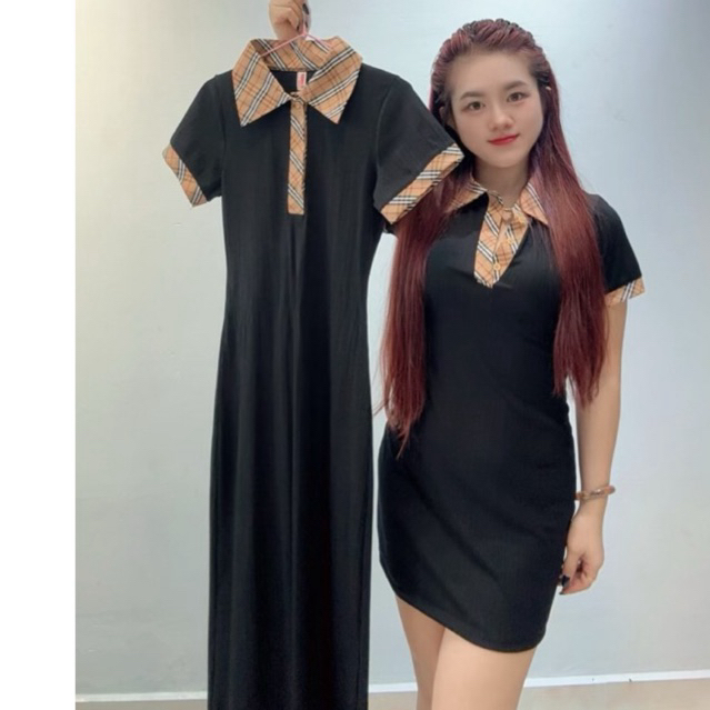 Váy Polo Cổ Trụ kẻ Bbr dáng ngắn chữ A-Siêu tôn dáng ,siêu xinh