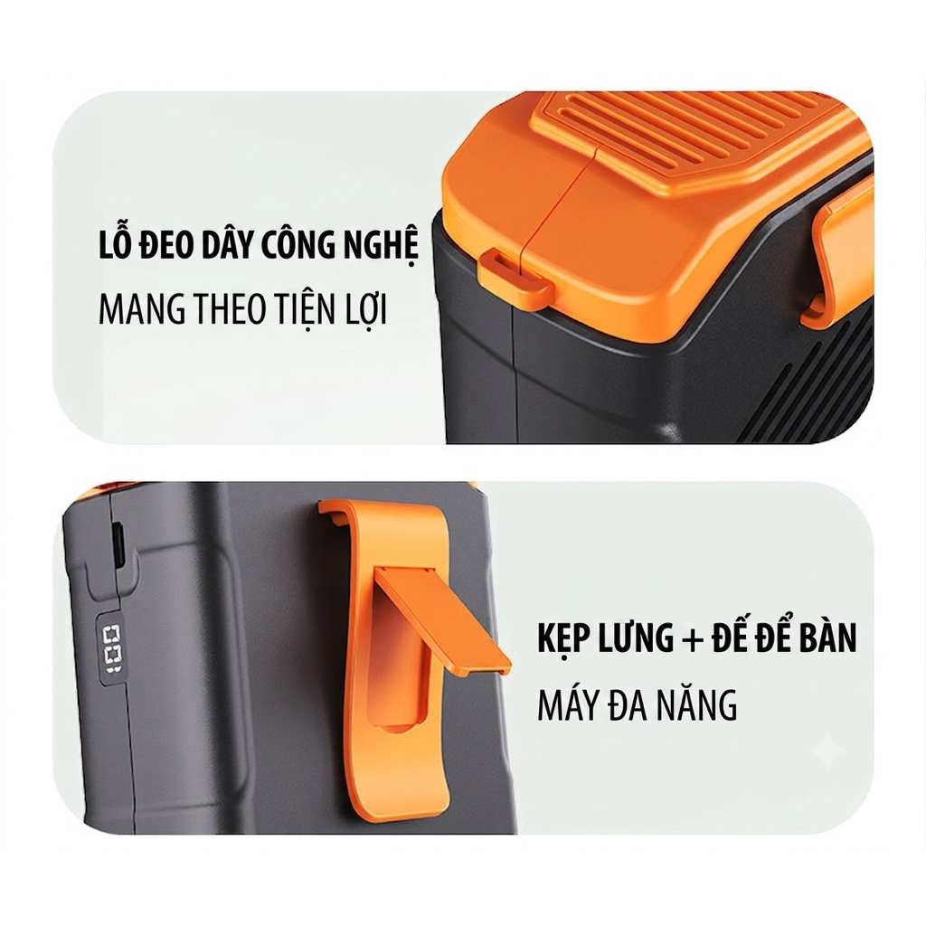 Quạt điều hoà đeo thắt lưng, Quạt đeo cổ tích điện Waist Fan 5 mức gió, sử dung từ 3h đến 5h