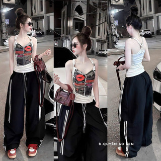 SET ÁO HÌNH MIX QUẦN ỐNG XUÔNG SỌC HOT HIT