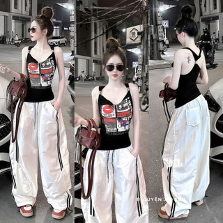 SET ÁO HÌNH MIX QUẦN ỐNG XUÔNG SỌC HOT HIT