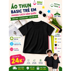 Áo Phông Trẻ Em Unisex Cotton 4 Chiều Co Giãn Mềm Mát - Áo Thun Bé Gái Bé Trai Basic Nhiều Màu Hot Trend