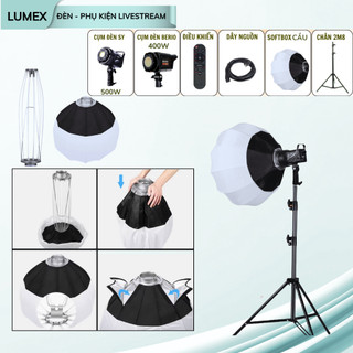 Bộ 2 Đèn Trợ Sáng Livestream Softbox Cầu Và Led Bảng, Chuyên Dụng Livestream, Chụp Ảnh Sản Phẩm
