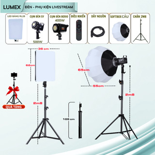 Bộ 2 Đèn Trợ Sáng Livestream Softbox Cầu Và Led Bảng, Chuyên Dụng Livestream, Chụp Ảnh Sản Phẩm