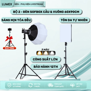 Bộ 2 Đèn Trợ Sáng Livestream Softbox Cầu Và Led Bảng, Chuyên Dụng Livestream, Chụp Ảnh Sản Phẩm