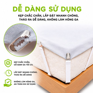 Bộ 4 Kẹp Ga Giường Chống Xê Dịch Đa Năng GD217 - Bộ Kẹp Cố Định Ga Giường 3 Chấu Co Giãn Dễ Sử Dụng