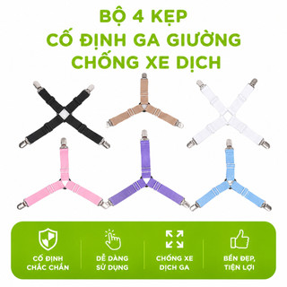 Bộ 4 Kẹp Ga Giường Chống Xê Dịch Đa Năng GD217 - Bộ Kẹp Cố Định Ga Giường 3 Chấu Co Giãn Dễ Sử Dụng