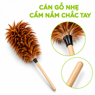 Chổi Lông Gà Phủi Bụi Bàn Ghế Cán Gỗ Nhiều Kích Thước GD218 - Chổi Lông Quét Bụi Lông Gà Truyền Thống