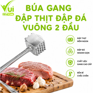 Búa Gang Đập Thịt Đập Đá Vuông 2 Đầu Đa Năng GD224 - Dụng Cụ Đập Thịt Hành Tỏi Ớt Bằng Gang Đúc