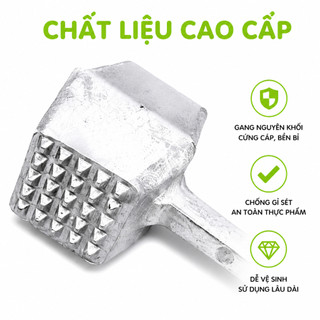 Búa Gang Đập Thịt Đập Đá Vuông 2 Đầu Đa Năng GD224 - Dụng Cụ Đập Thịt Hành Tỏi Ớt Bằng Gang Đúc