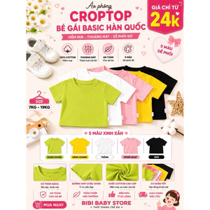 Áo Croptop Bé Gái Basic Hàn Quốc Chất Cotton 4 Chiều Mềm Mịn Co Giãn Mặc Đi Chơi Chụp Ảnh Cực Xinh
