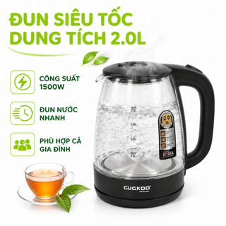 Ấm Siêu Tốc Thủy Tinh Trong Suốt Cuckoo GD239 - Bình Đun Nước Siêu Tốc Trong Suốt Dung Tích 2 Lít
