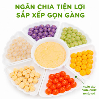 Bộ Đĩa Nhựa Hoa Mặt Trời Đựng Đồ Cúng Việt Nhật GD244 - Bộ Đĩa Mặt Trời Đựng Thức Ăn Nhựa Trắng 6811