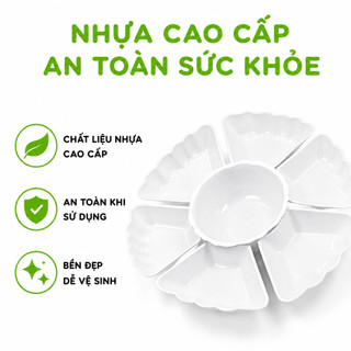 Bộ Đĩa Nhựa Hoa Mặt Trời Đựng Đồ Cúng Việt Nhật GD244 - Bộ Đĩa Mặt Trời Đựng Thức Ăn Nhựa Trắng 6811